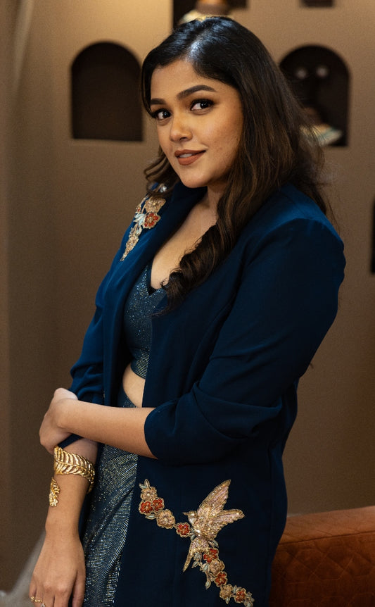 BANDHGALA SET IN DARK BLUE