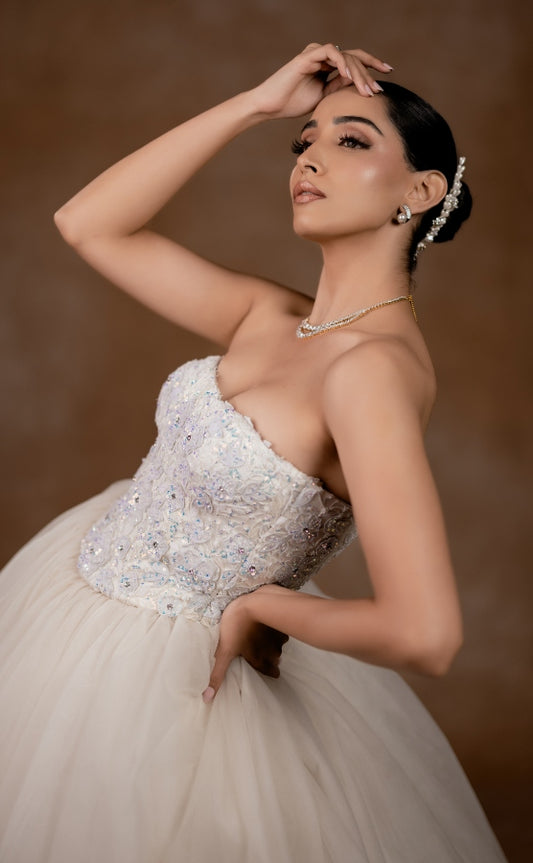 DESIGNER FLORAL CORSET WEDDING GOWN