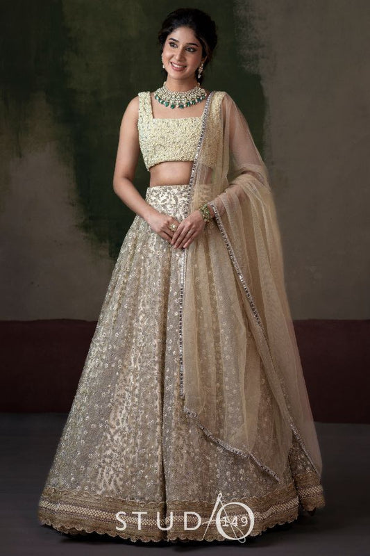 DESIGNER OFF WHITE BRIDAL LEHENGA
