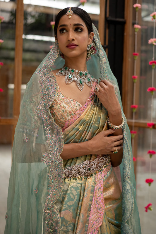 KANJEEVARAM BRIDAL MUHURTAM SAREE IN BLUE