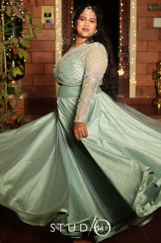 BRIDAL SANGEET CROP TOP &SKIRT