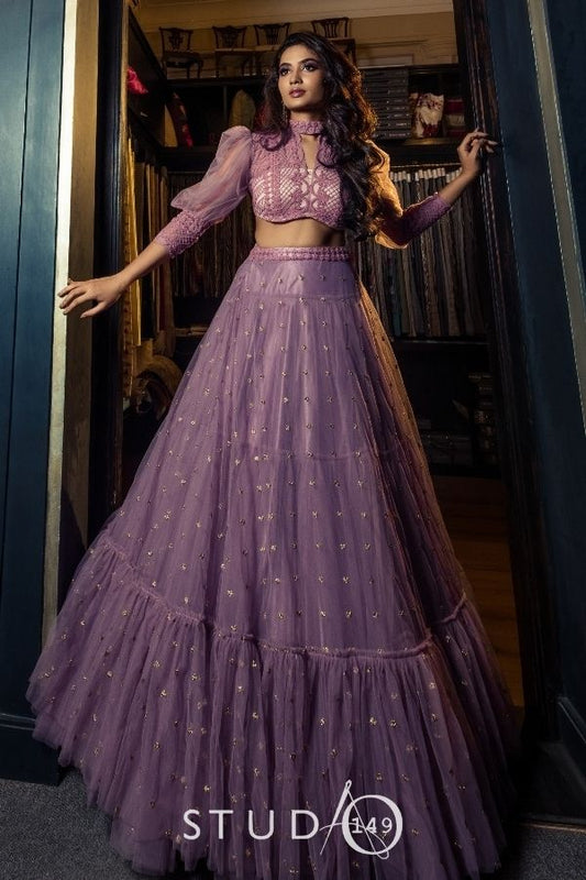 COCKTAIL CROP TOP & SKIRT IN LILAC