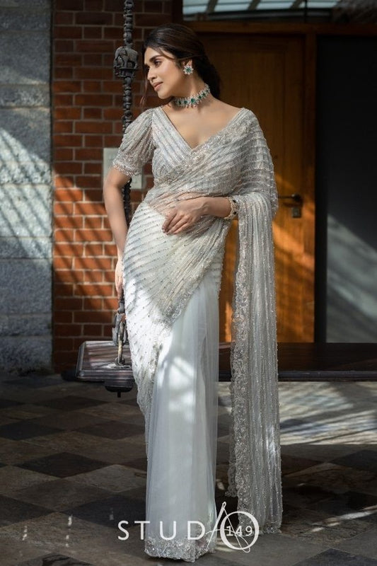 WEDDING DESIGNER SAREE IN WHITE