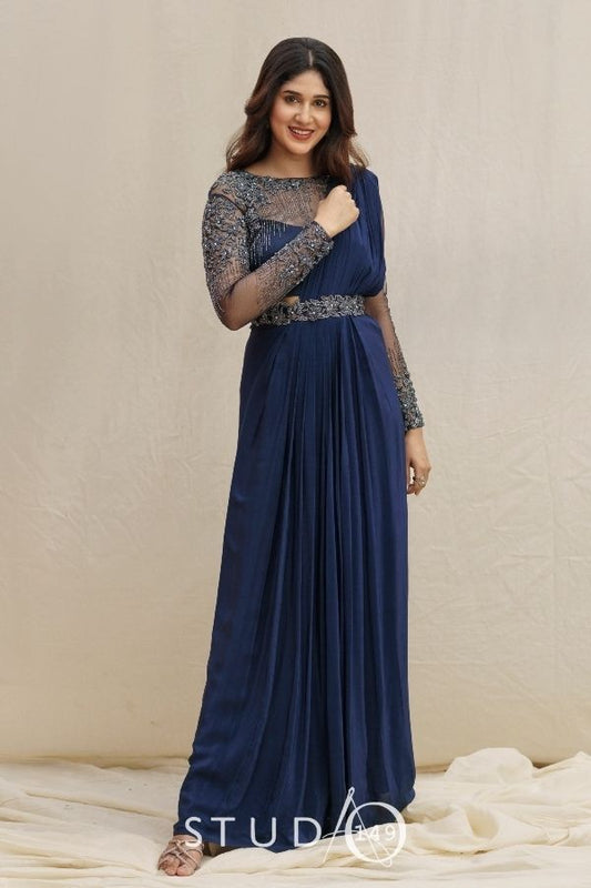 BRIDAL DESIGNER DRAPED SAREE SET