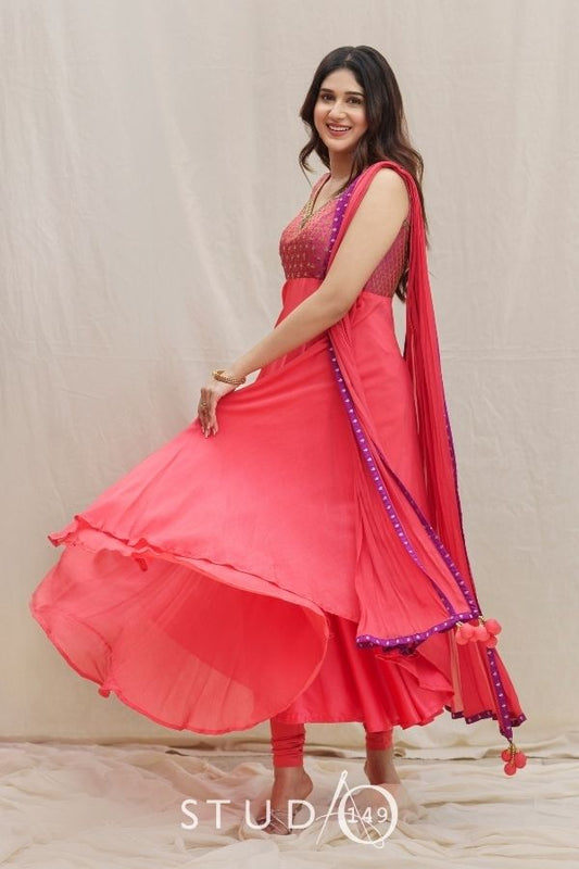 DESIGNER ANARKALI IN PEACH