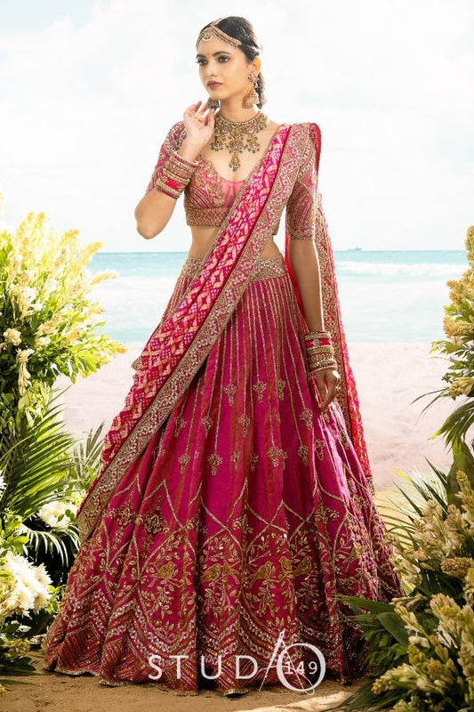 EMBROIDERED WEDDING LEHENGA IN PINK