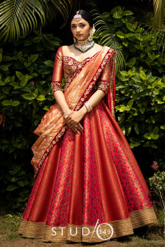 DESIGNER RED BRIDAL LEHENGA