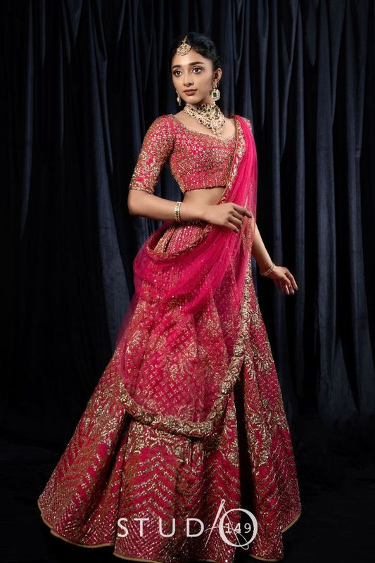 HAND EMBROIDERED DESIGNER WEDDING LEHENGA
