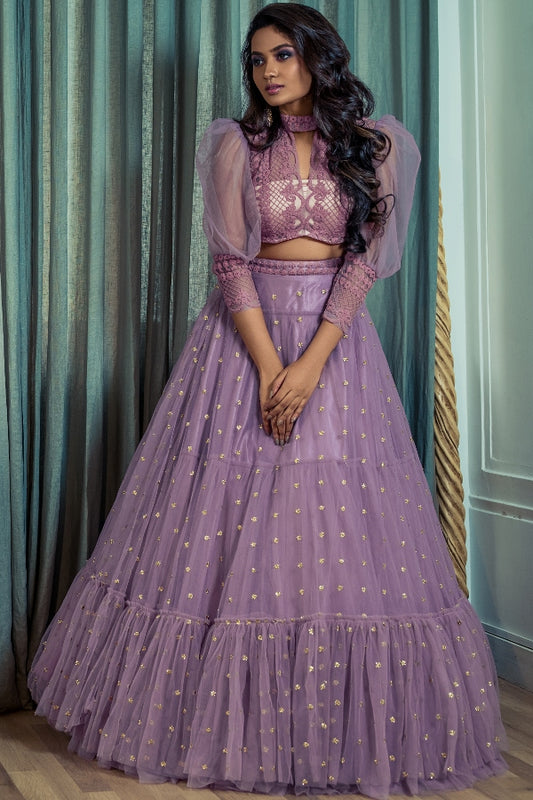 COCKTAIL CROP TOP & SKIRT IN LILAC