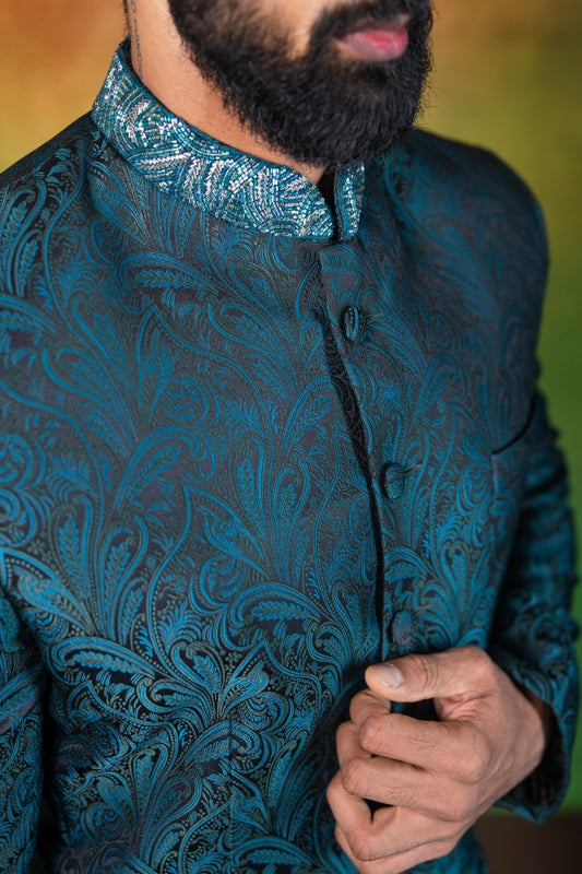 Bandhagala set in deep blue | Reception / Cocktail wear by Studio149, Chennai