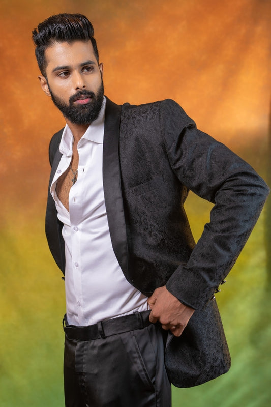 Tuxedo set in black | Reception / Cocktail wear by Studio149, Chennai