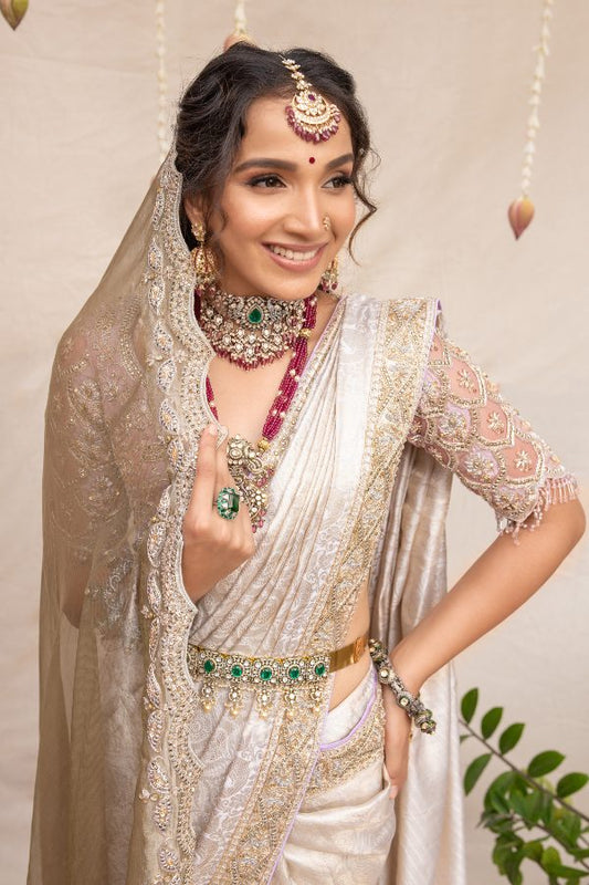 BRIDAL KANJEEVARAM MUHURTAM SAREE IN SILVER