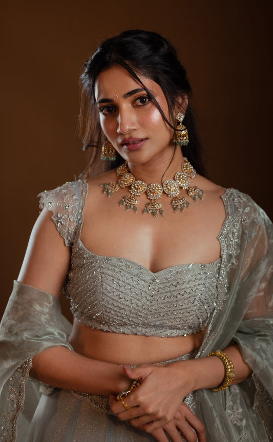 DESINGER TULLE LEHENGA IN BLUE