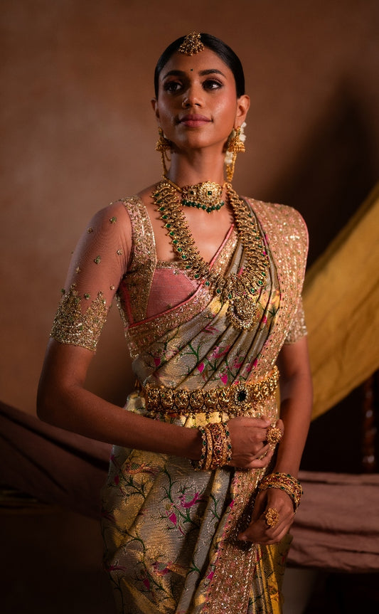 BRIDAL KANJEEVARAM MUHURTAM SAREE IN PINK