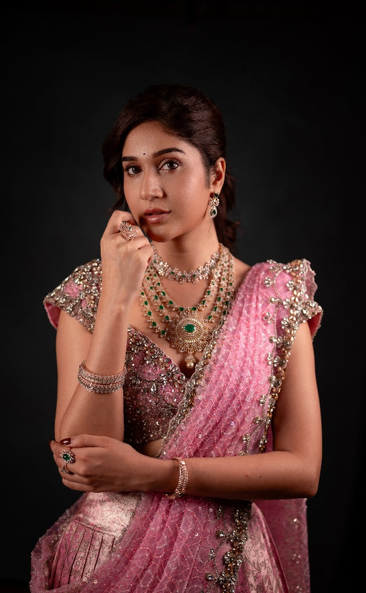 Pastel Pink Kanjivaram Half Saree  | Bridal & Engagement Wear by Studio 149, Chennai