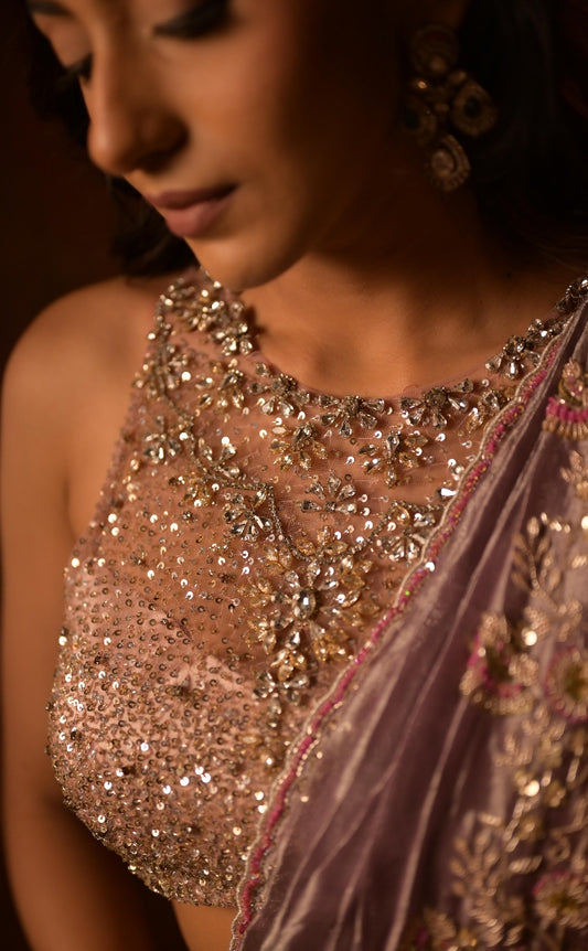 DESIGNER SAREE IN LILAC