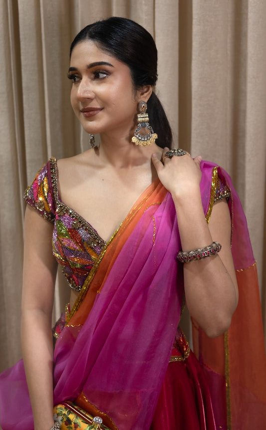 Pink liquid organza lehenga | Sangeet / Cocktail wear by Studio149