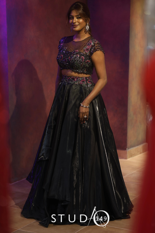 Black liquid Organza lehenga | Sangeet / Cocktail wear by Studio149