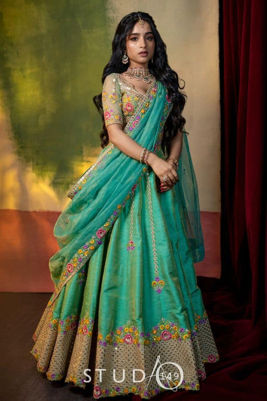 DESIGNER RAW SILK BRIDAL LEHENGA