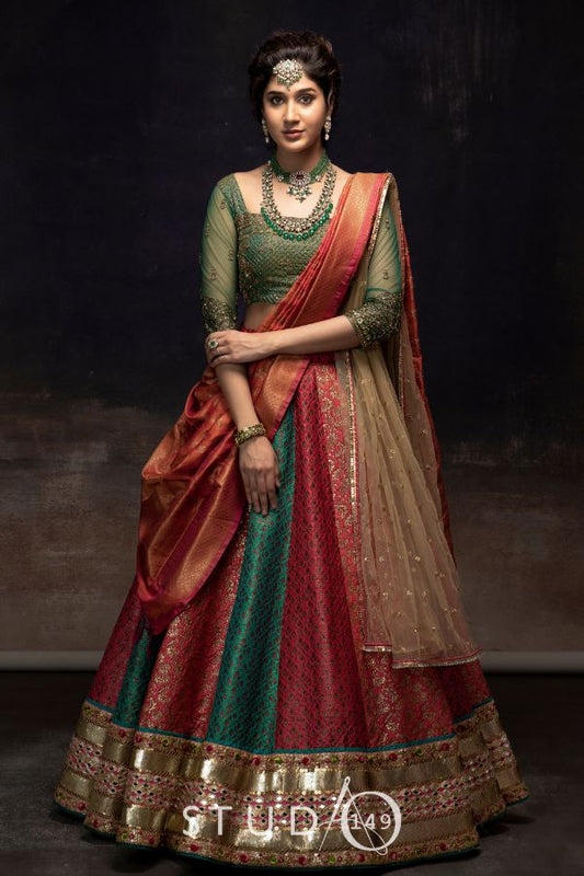 BRIDAL BROCADE DESIGNER LEHENGA