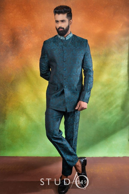 DESIGNER BANDHAGALA OUTFIT IN DEEP BLUE