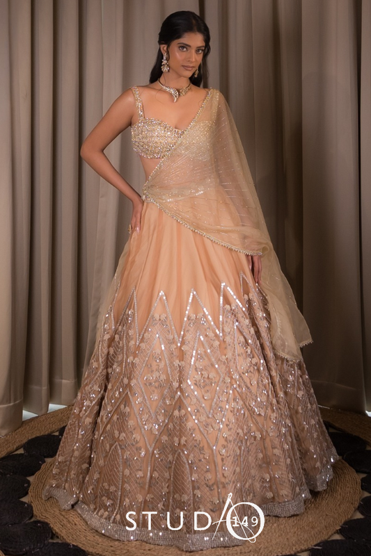 Light Gold Lehenga | Reception / Bridal wear by Studio149, Chennai