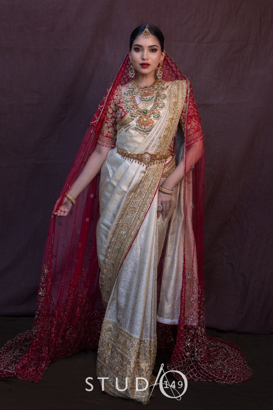 BRIDAL PEARL WHITE MUHURTAM SAREE