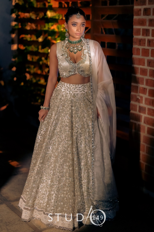 BRIDAL EMBELLISHED LEHENGA IN OFF-WHITE