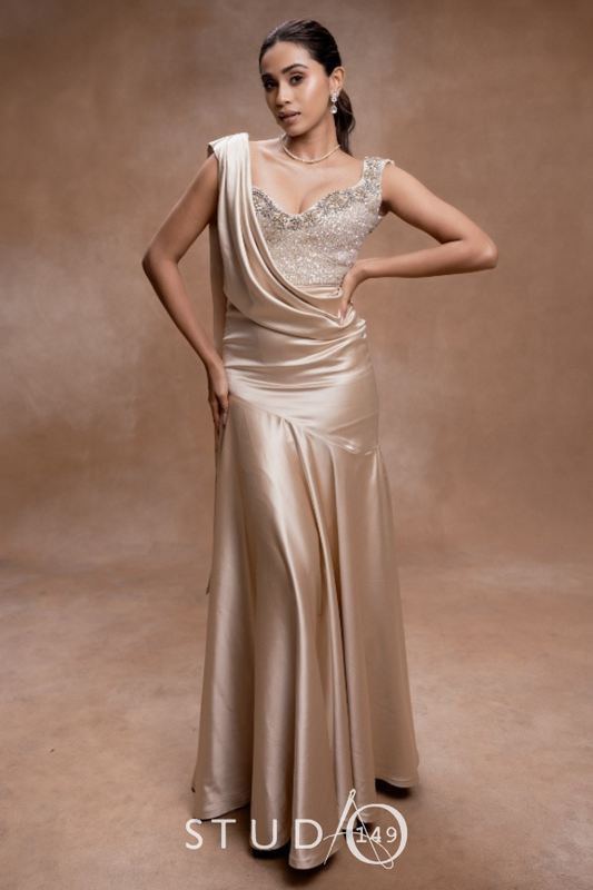 DESIGNER SAREE DRAPED WEDDING GOWN