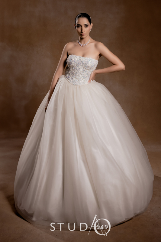 DESIGNER FLORAL CORSET WEDDING GOWN