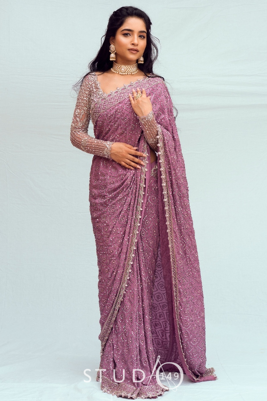 BRIDAL DESIGNER MAUVE SAREE