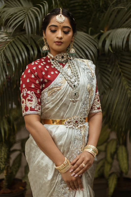 MUHURTAM WEDDING SAREE IN SILVER