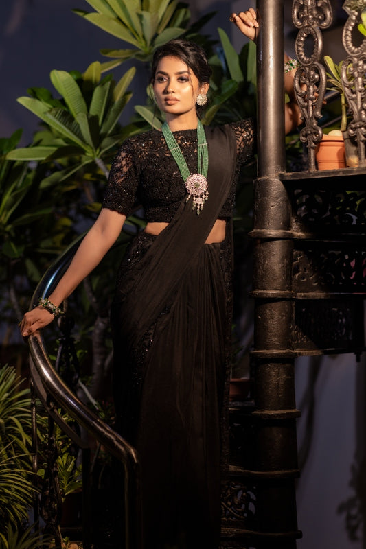 DESIGNER COCKTAIL SAREE IN BLACK
