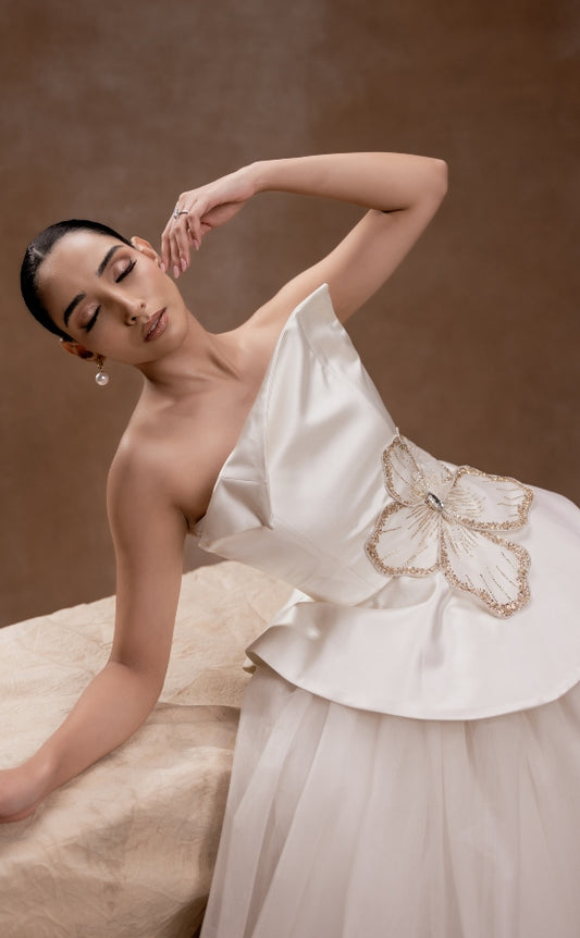 DESIGNER WEDDING PEPLUM BALLGOWN