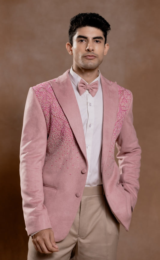 DESIGNER EMBROIDERED BLAZER IN PINK