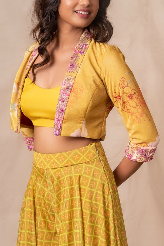 PRINTED DESIGNER JACKET & FLARED PANTS