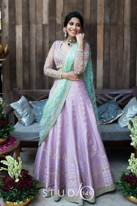 BANARES BRIDAL LEHENGA IN LILAC