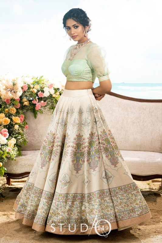 IVORY PRINTED BRIDAL LEHENGA