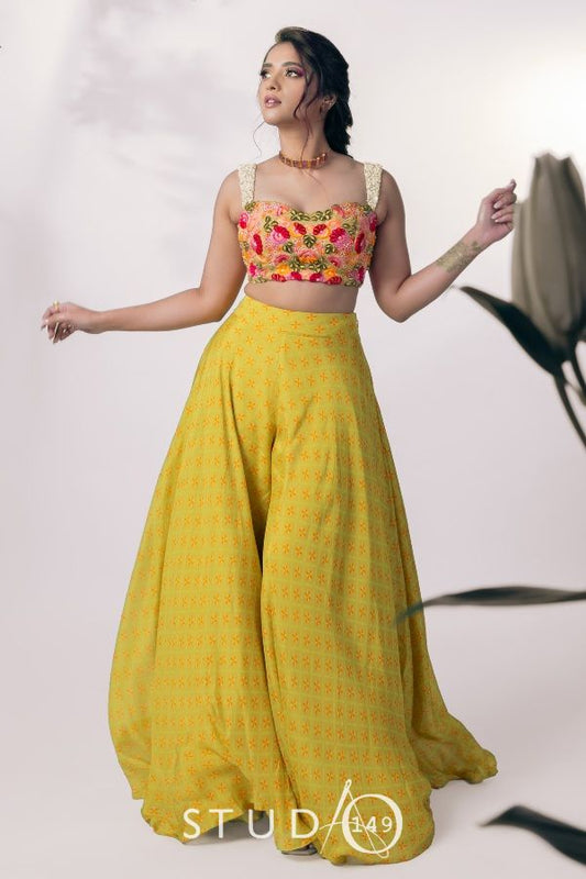 DESIGNER EMBELLISHED CROP TOP SET