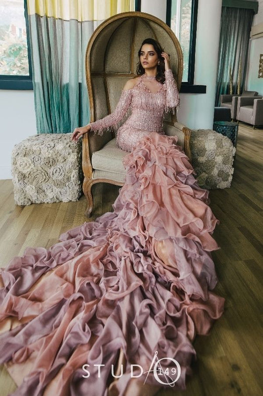 DESIGNER COCKTAIL GOWN IN BLUSH PINK