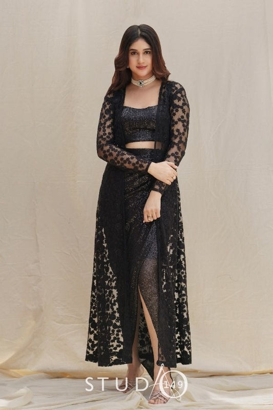 DESIGNER COCKTAIL OUTFIT IN BLACK