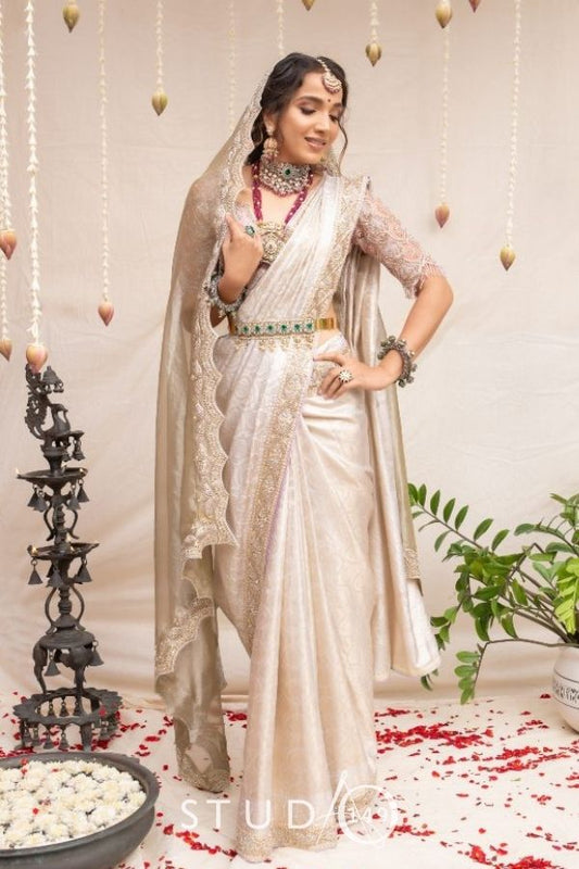 BRIDAL KANCHEEPURAM SAREE IN SILVER
