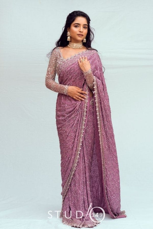 LILAC WEDDING RECEPTION SAREE