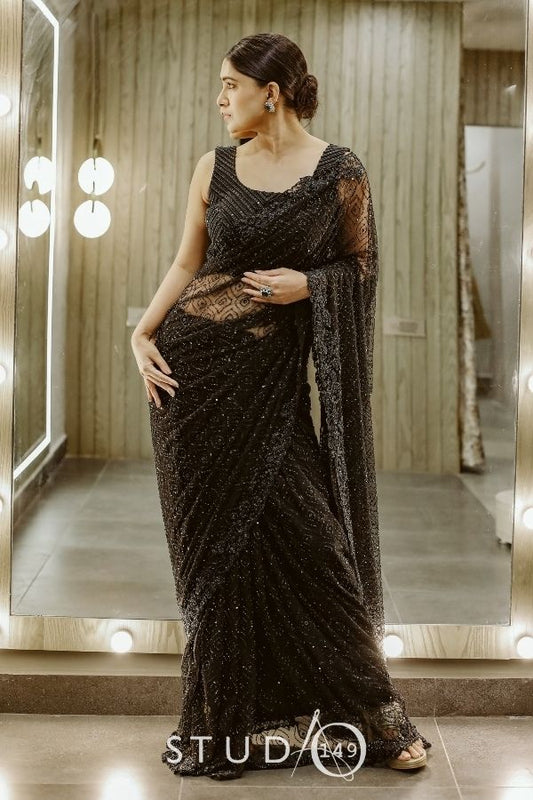 BRIDAL DESIGNER BLACK SAREE