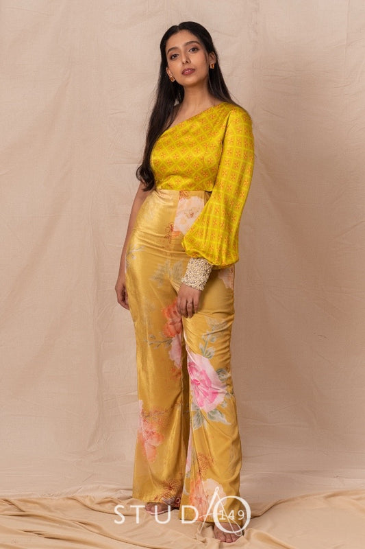 DESIGNER PRINTED ONE SHOULDER JUMPSUIT