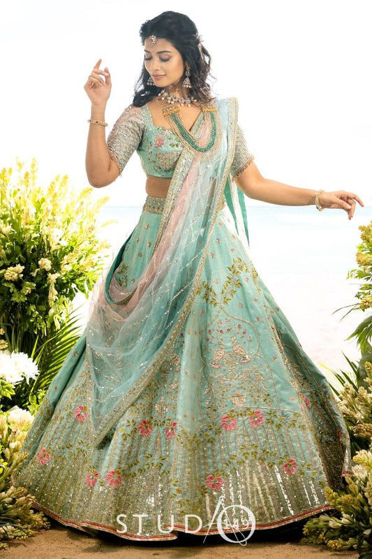 AQUA BLUE DESIGNER LEHENGA