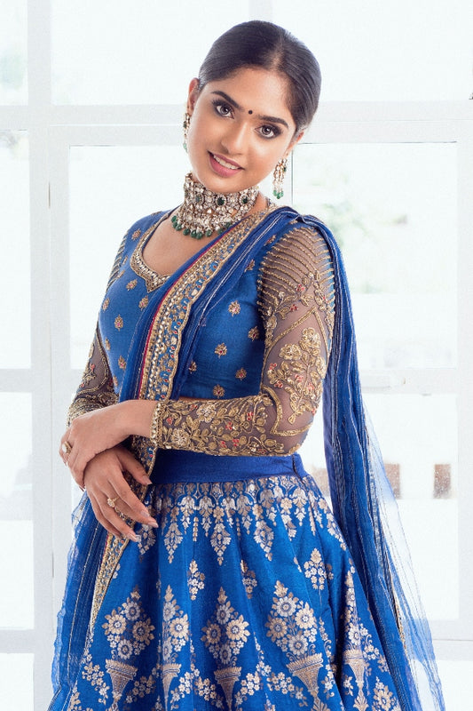 BANARES BRIDAL LEHENGA IN BLUE