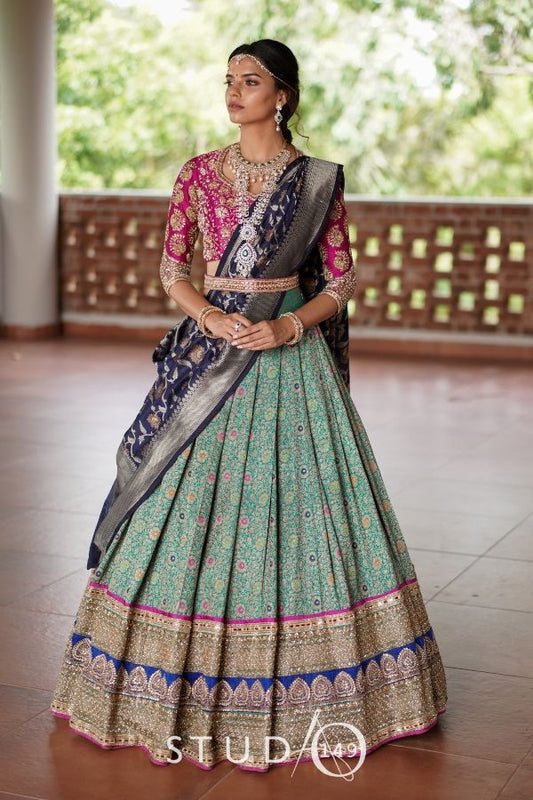 PLEATED TRADITIONAL BANARES LEHENGA