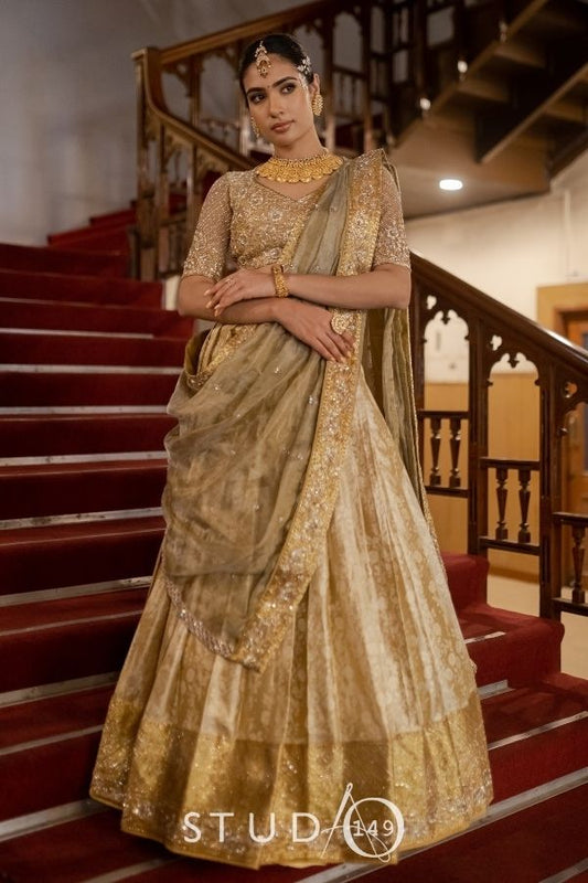 GOLD DESIGNER KANJEEVARAM HALF SAREE