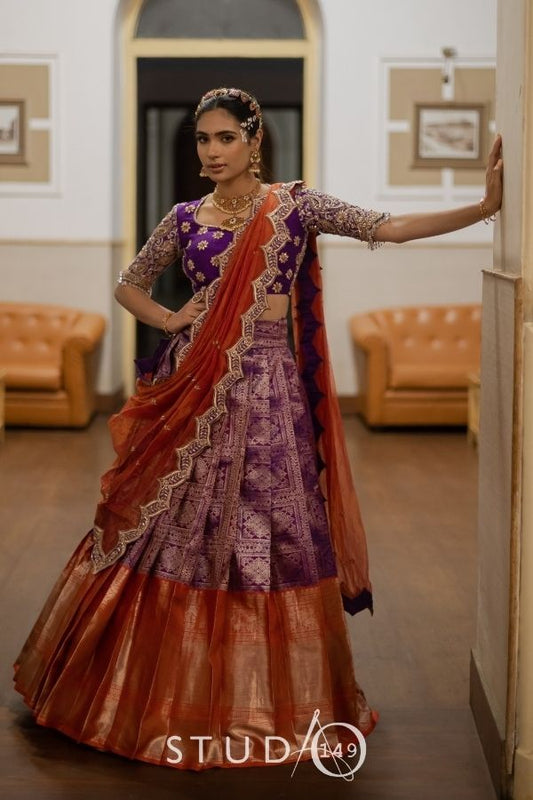DESIGNER BRIDAL PATTU HALF SAREE